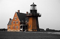 Brick Construction of Block Island Southeast Light BW